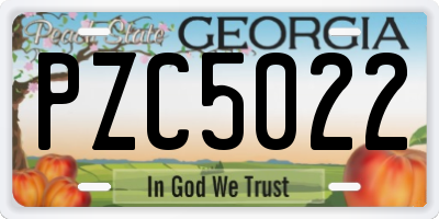 GA license plate PZC5022