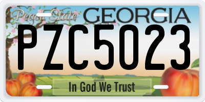 GA license plate PZC5023
