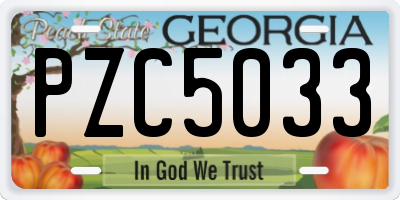 GA license plate PZC5033