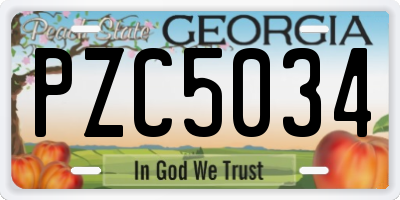 GA license plate PZC5034