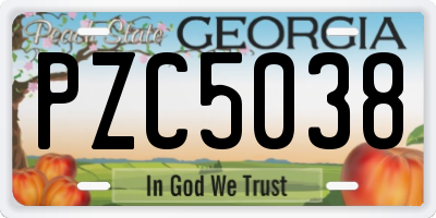 GA license plate PZC5038
