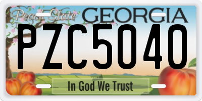 GA license plate PZC5040