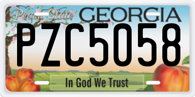 GA license plate PZC5058