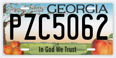 GA license plate PZC5062