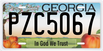 GA license plate PZC5067