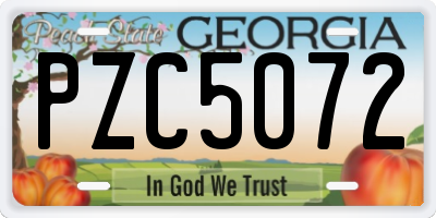 GA license plate PZC5072