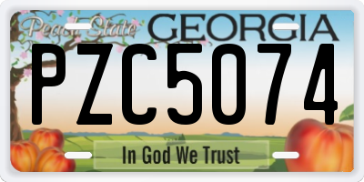 GA license plate PZC5074