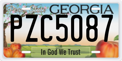 GA license plate PZC5087