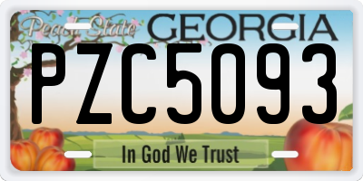 GA license plate PZC5093