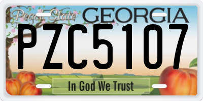 GA license plate PZC5107