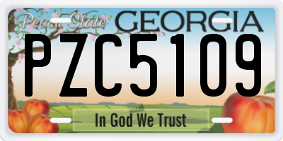 GA license plate PZC5109
