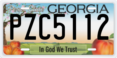 GA license plate PZC5112