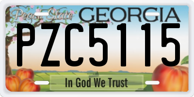 GA license plate PZC5115