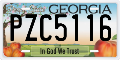 GA license plate PZC5116