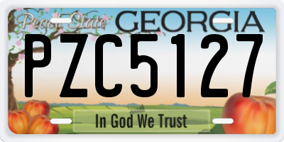 GA license plate PZC5127