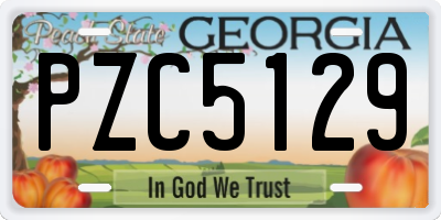 GA license plate PZC5129