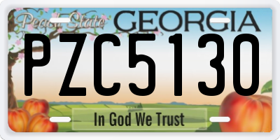 GA license plate PZC5130