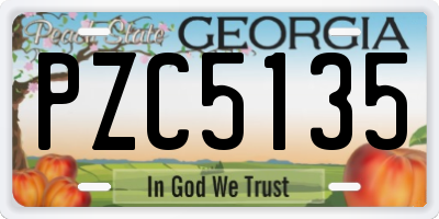 GA license plate PZC5135