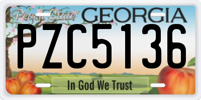 GA license plate PZC5136