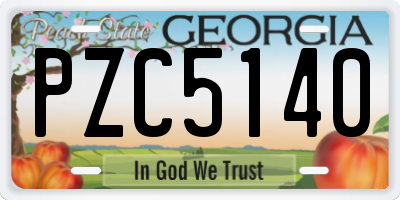 GA license plate PZC5140