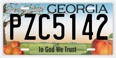GA license plate PZC5142