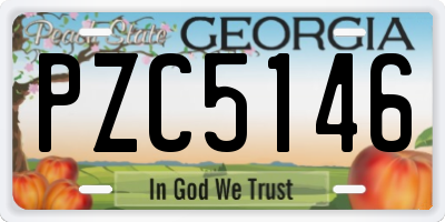 GA license plate PZC5146