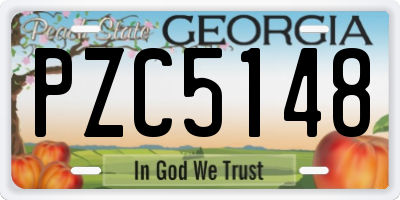 GA license plate PZC5148