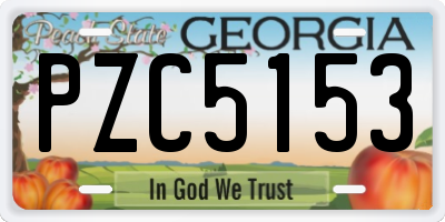 GA license plate PZC5153