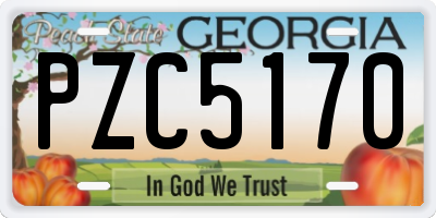GA license plate PZC5170