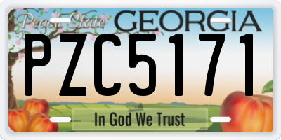 GA license plate PZC5171