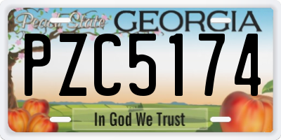 GA license plate PZC5174