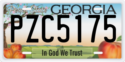 GA license plate PZC5175