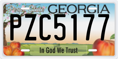 GA license plate PZC5177