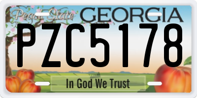 GA license plate PZC5178