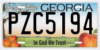GA license plate PZC5194