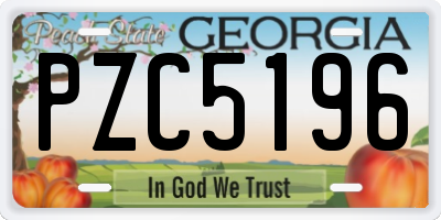 GA license plate PZC5196