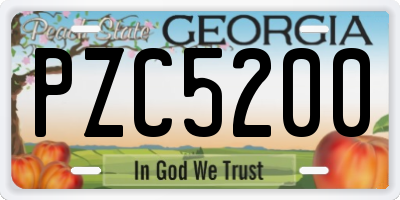 GA license plate PZC5200
