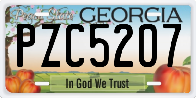 GA license plate PZC5207
