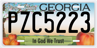 GA license plate PZC5223