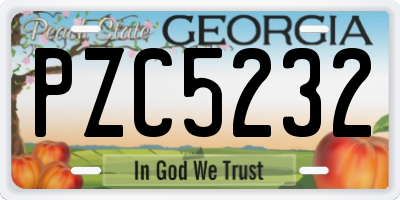 GA license plate PZC5232
