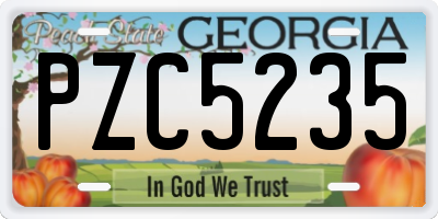 GA license plate PZC5235