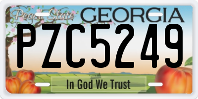 GA license plate PZC5249