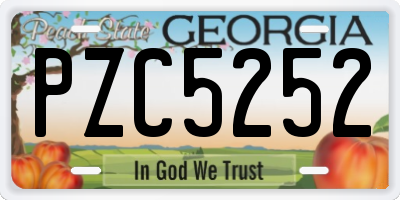 GA license plate PZC5252