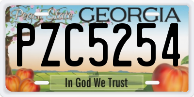 GA license plate PZC5254