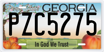 GA license plate PZC5275