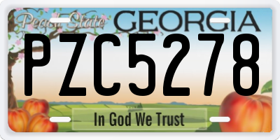 GA license plate PZC5278