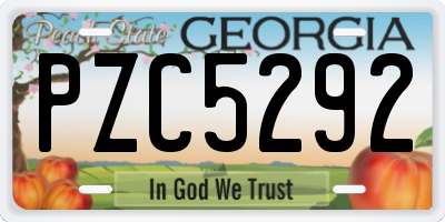 GA license plate PZC5292