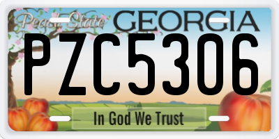 GA license plate PZC5306