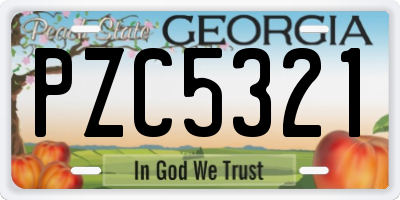 GA license plate PZC5321