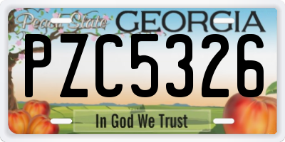 GA license plate PZC5326